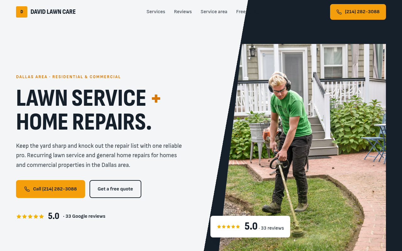 Preview of David Lawn Care and Commercial Service Tech demo site