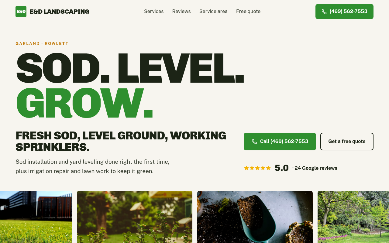 Preview of E & D Landscaping and Irrigation demo site