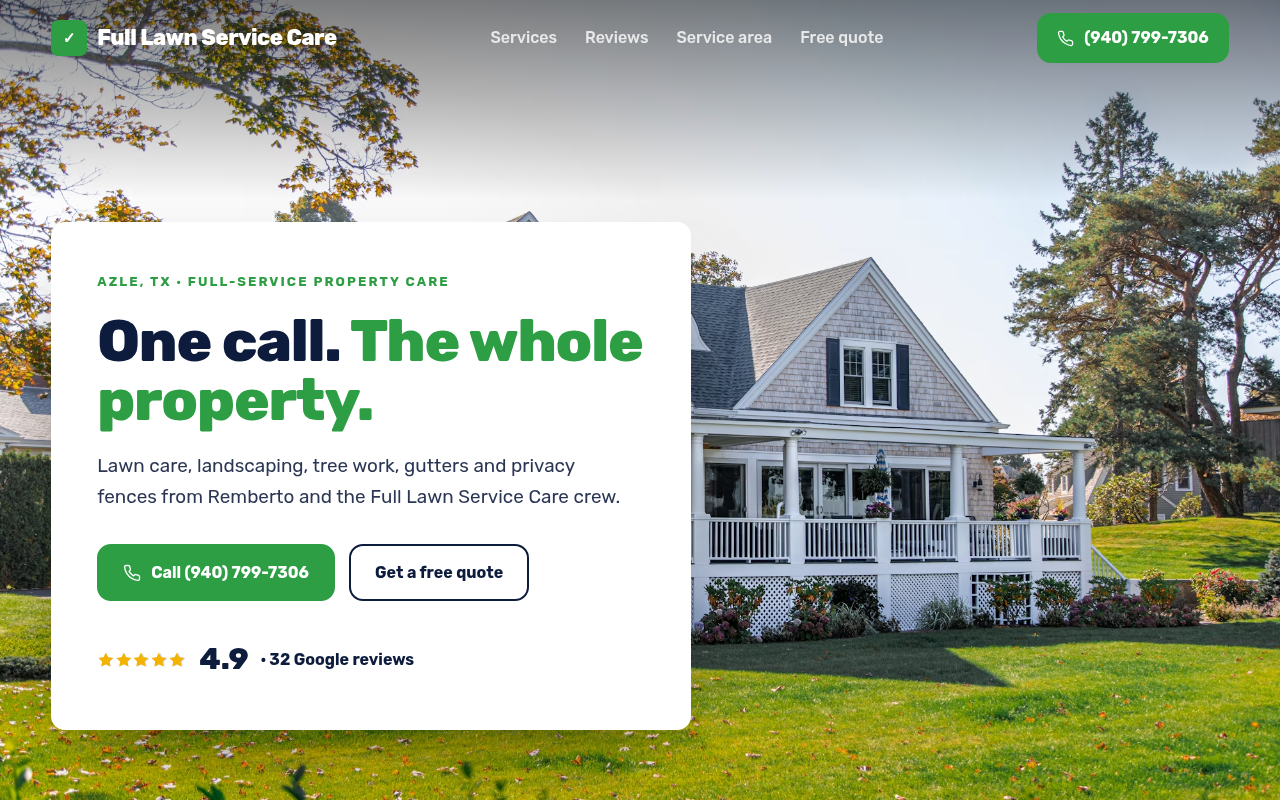 Preview of Full Lawn Service Care demo site
