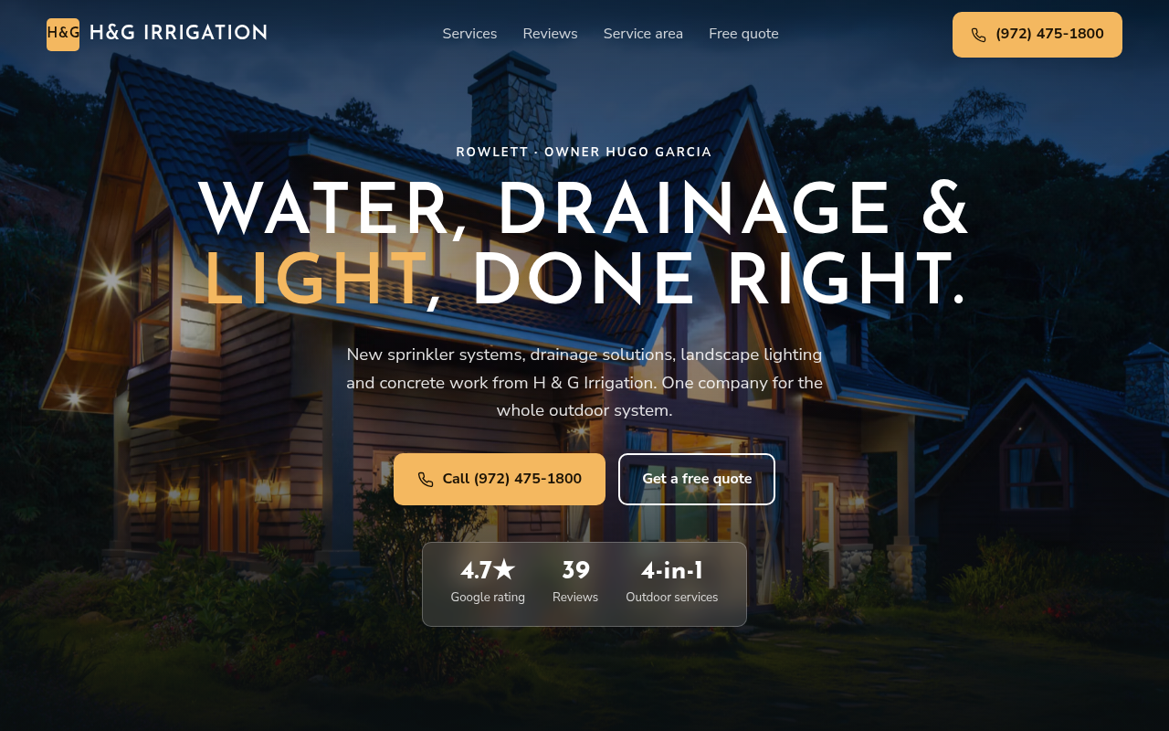 Preview of H & G Irrigation Co LLC demo site