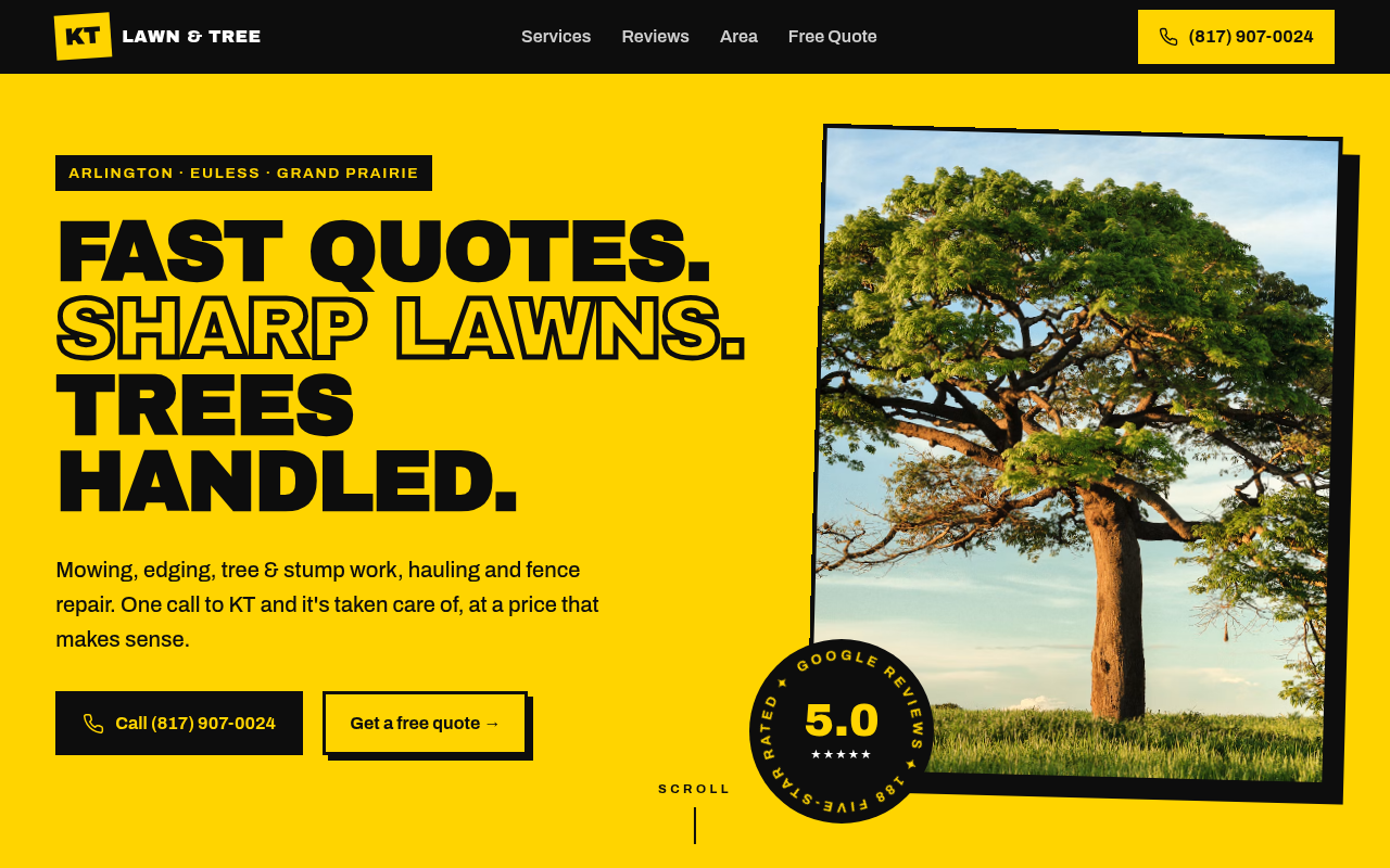 Preview of KT Lawn and Tree Service demo site