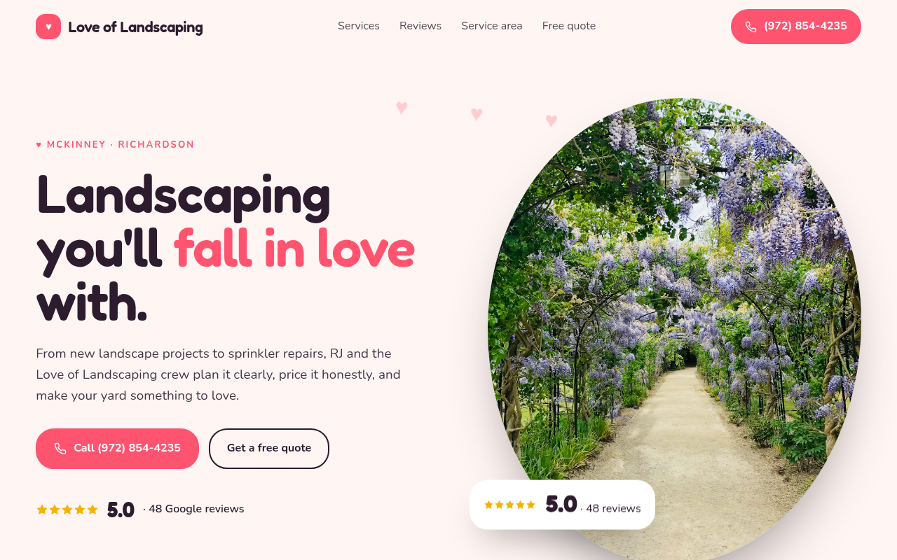 Preview of Love of Landscaping demo site