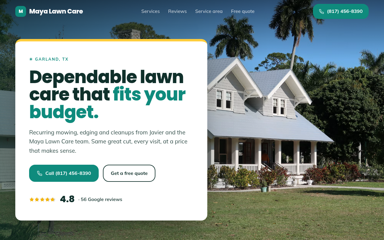 Preview of Maya Lawn Care demo site