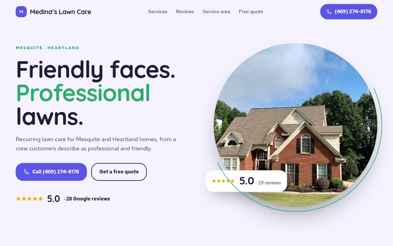 Preview of Medina’s Lawn Care demo site