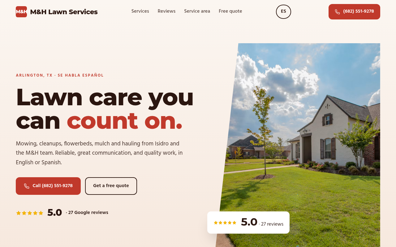 Preview of M&H Lawn Services demo site