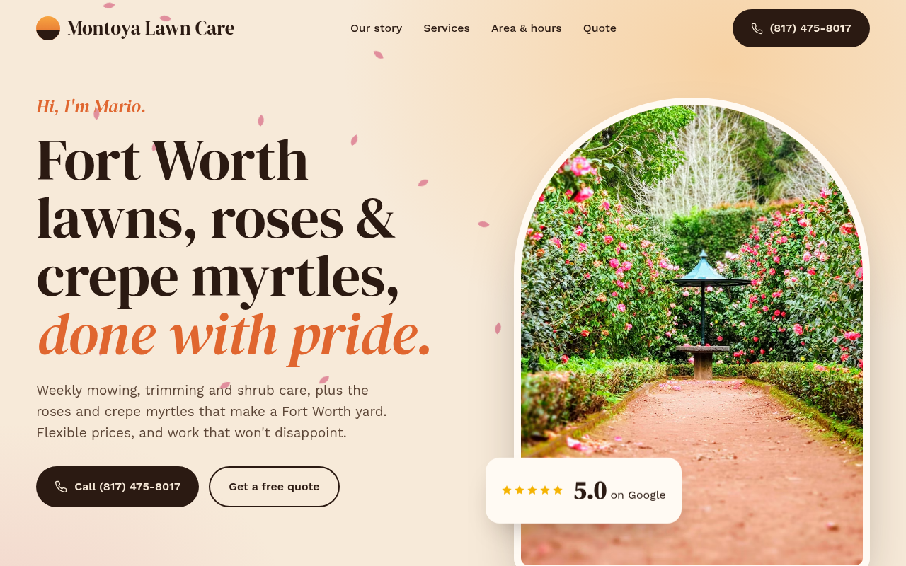 Preview of Montoya Lawn Care demo site
