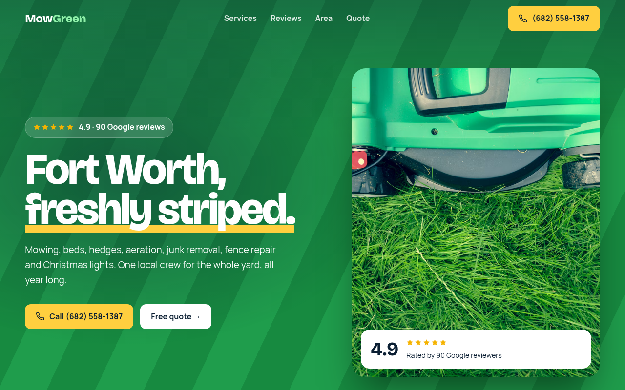 Preview of MowGreen Landscaping Company demo site