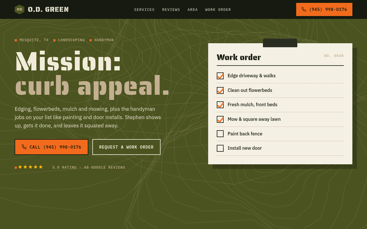 Preview of O.D. Green Landscaping demo site